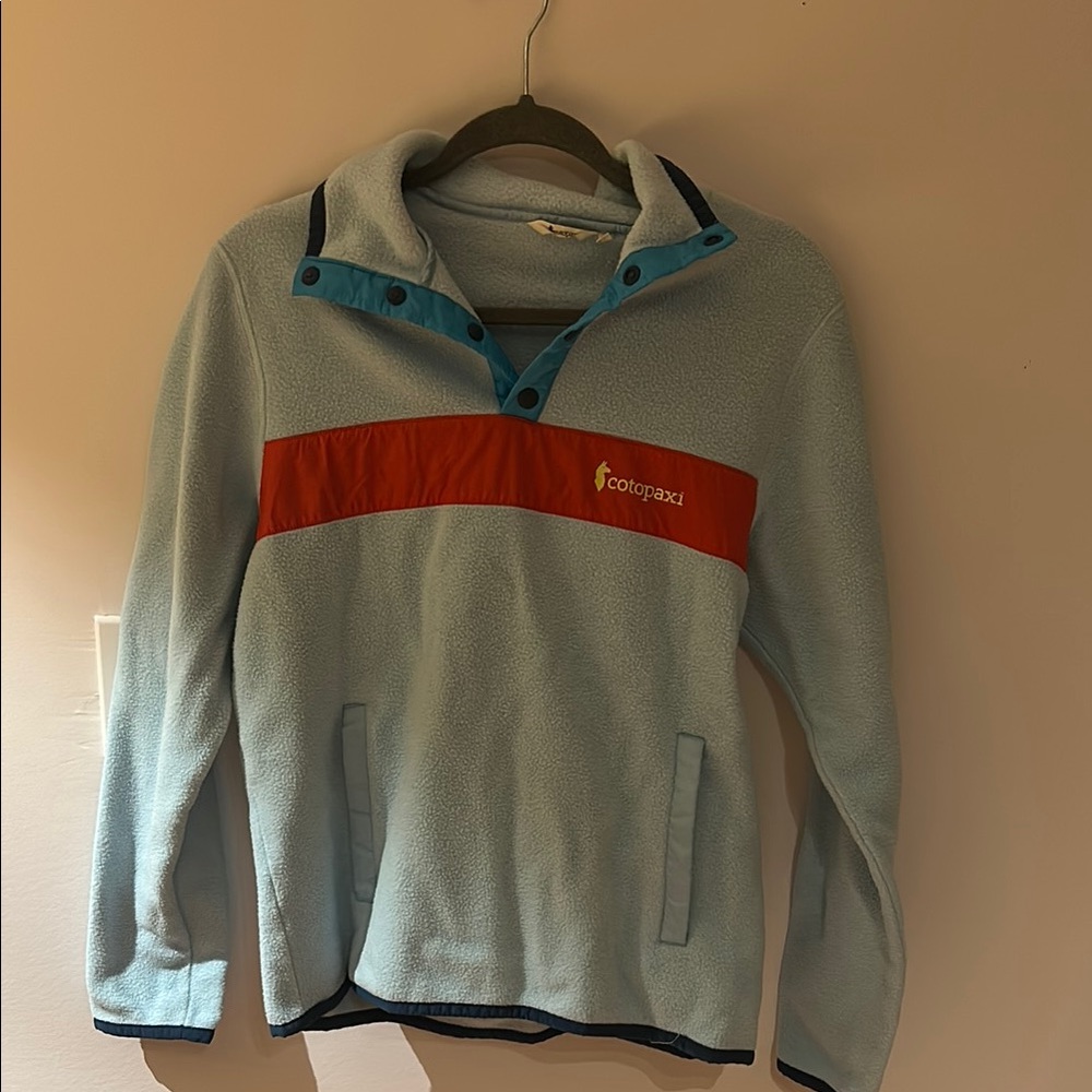 Cotopaxi Sky Blue Fleece with Red Stripe
